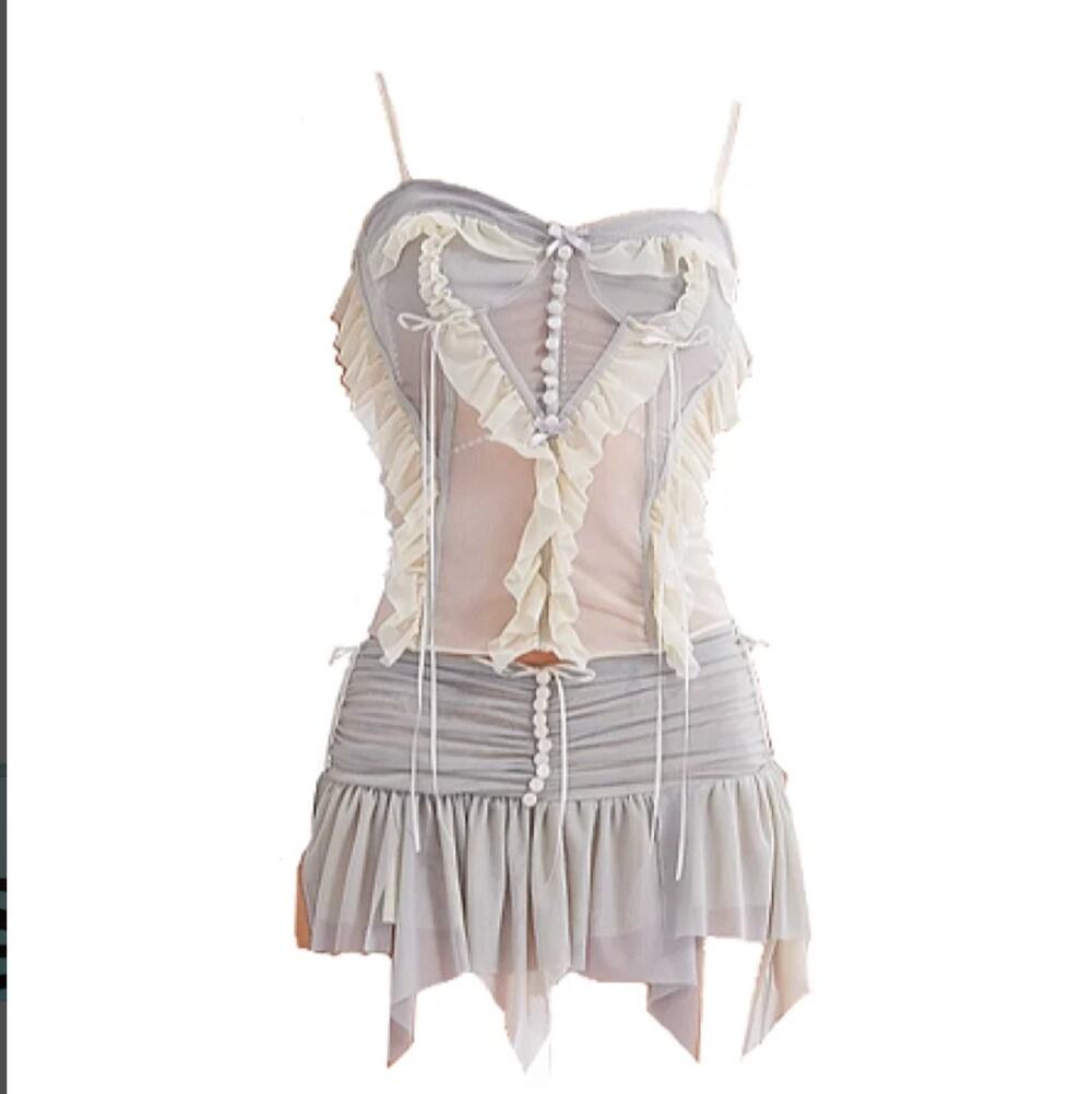 Fashion Nova Fairy Dream 2 Piece Corset Top Mini Skirt Set XL NWT